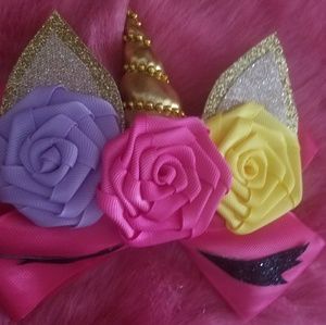 Unicorn handmade girls hair bow